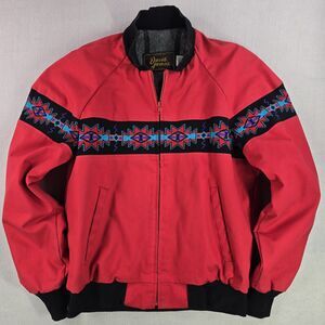 Vintage David James Jacket Mens Small Red Blanket Lined Western Aztec Santa Fe